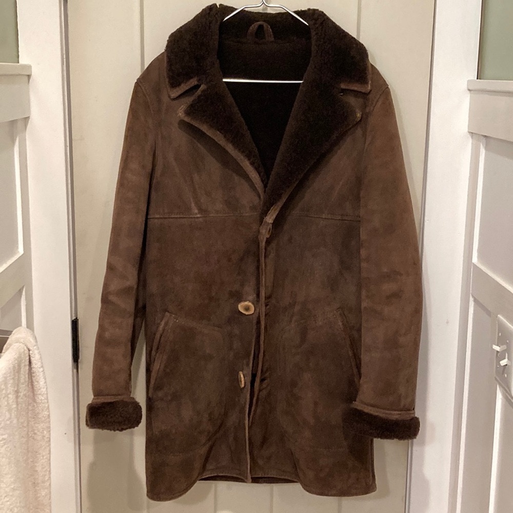 Genuine Sheepskin chocolate brown men’s coat Medium handmade by The Sheepherder
